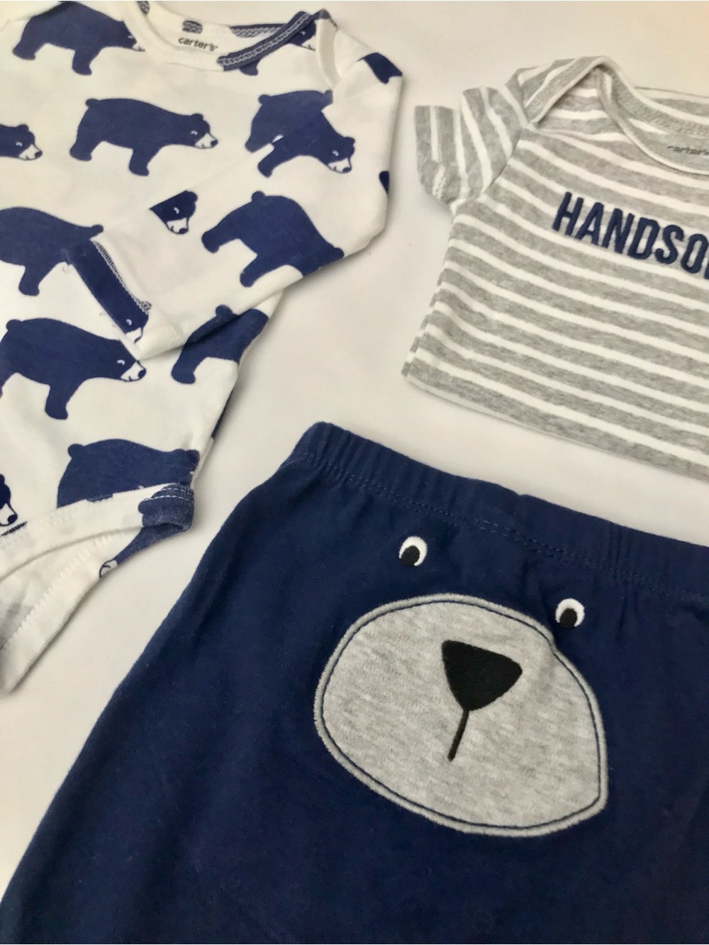 Carter's Blue & Gray Bear 3-Piece Baby Outfit Set